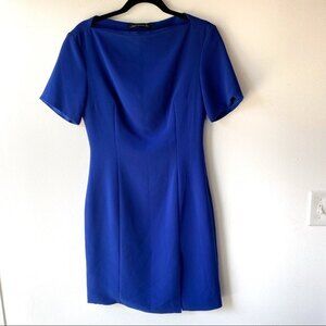 Zara Cobalt Blue Sabrina Neck Mini Sheath Dress size S Small